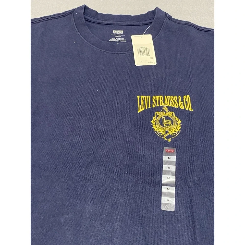Levi‎ Strauss T-Shirt Adult Medium Loose Fit Blue 100% Cotton HTF NOS w/ Tag